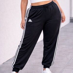 Adidas Black 3 Stripe Jogger Track Pants in Black & White Plus Size 3X Like New!